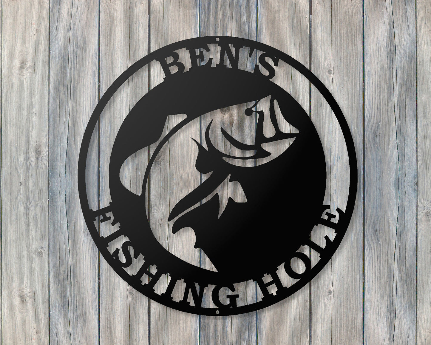 Bass Fish Personalized Round Metal Sign