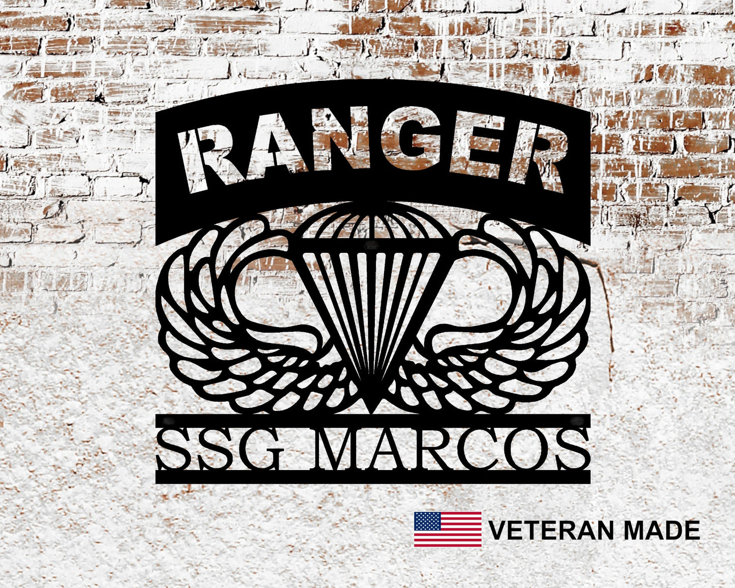 Airborne Ranger Personalized Metal Sign with Rank and Name