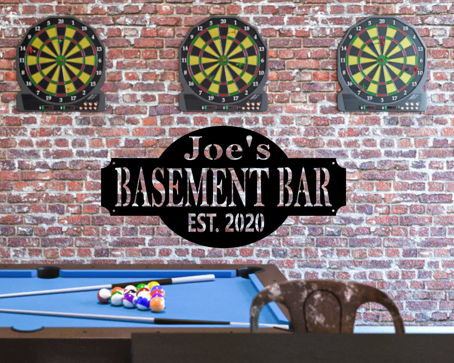 BASEMENT BAR Personalized Metal Sign with Name and EST. Date