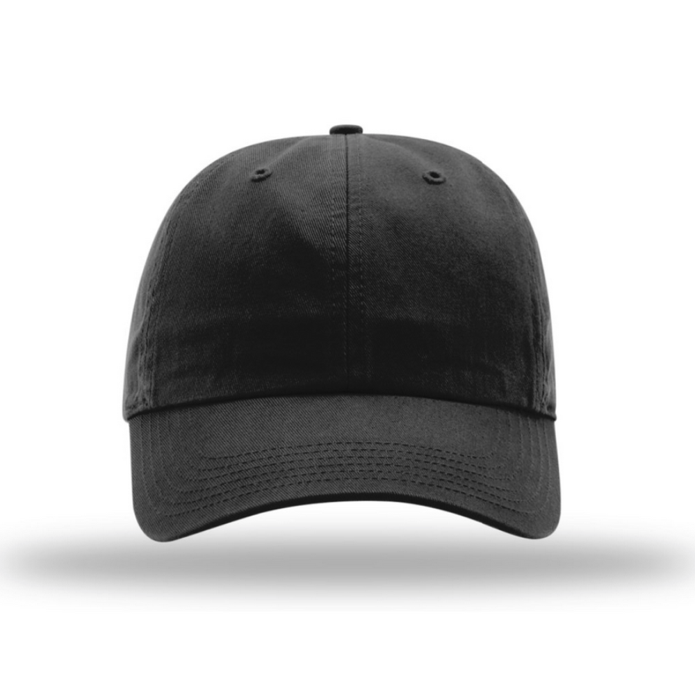 0313 Blackout Unstructured Hat with embroidery- Black Hat w/ Black