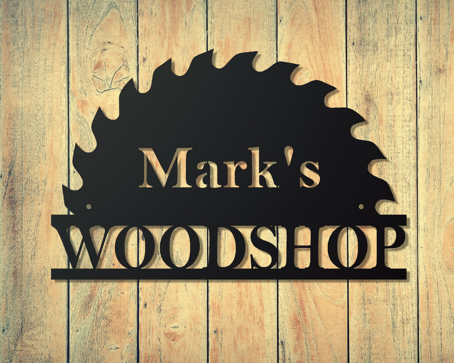 Woodshop Saw Personalized Metal Sign with Name