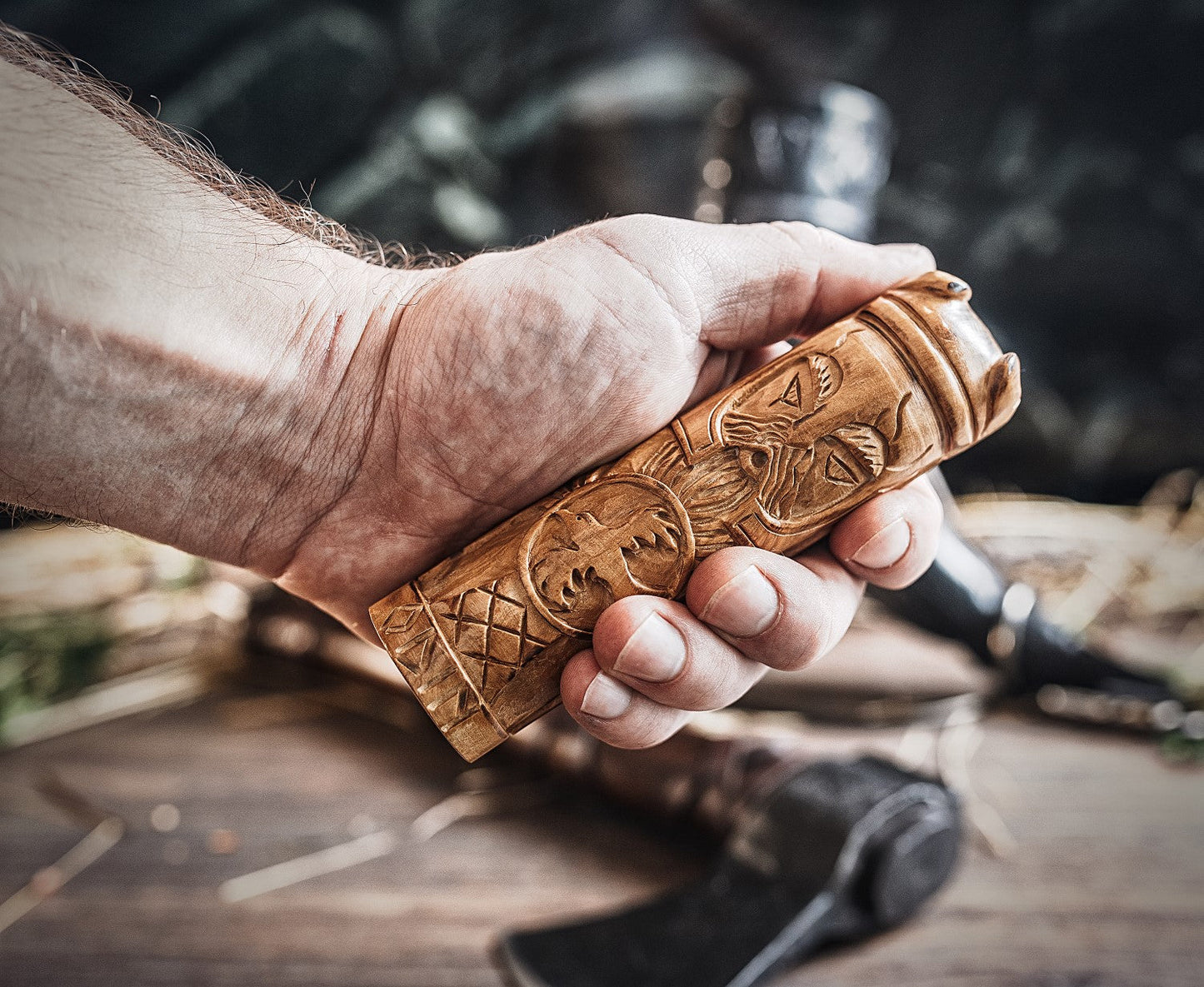 Wooden Odinn Figurine