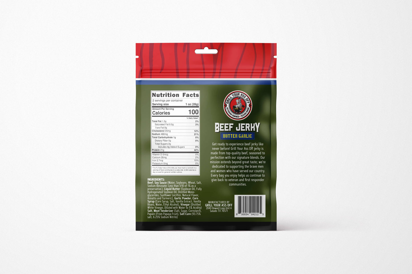 Butter Garlic Beef Jerky - gourmet, high protein snack