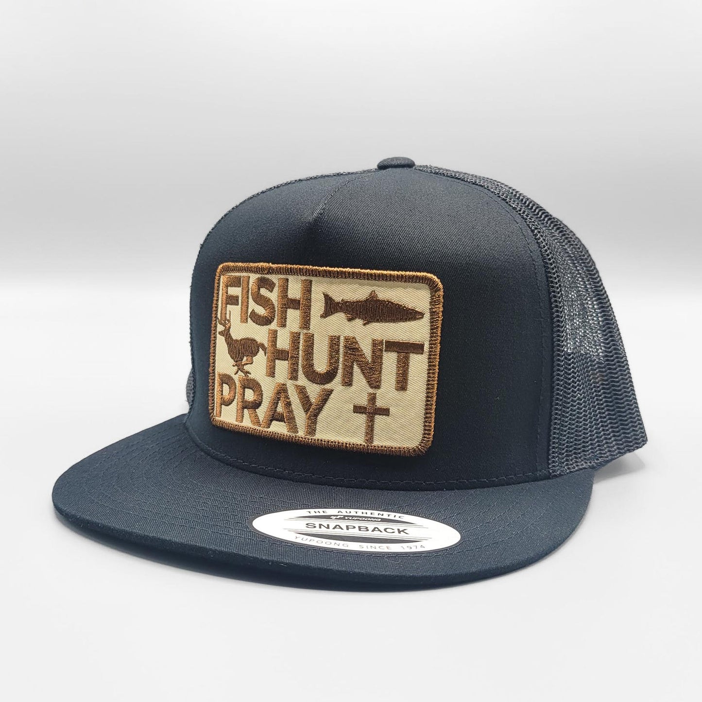 Fish Hunt Pray Christian (Brown) Trucker Hat