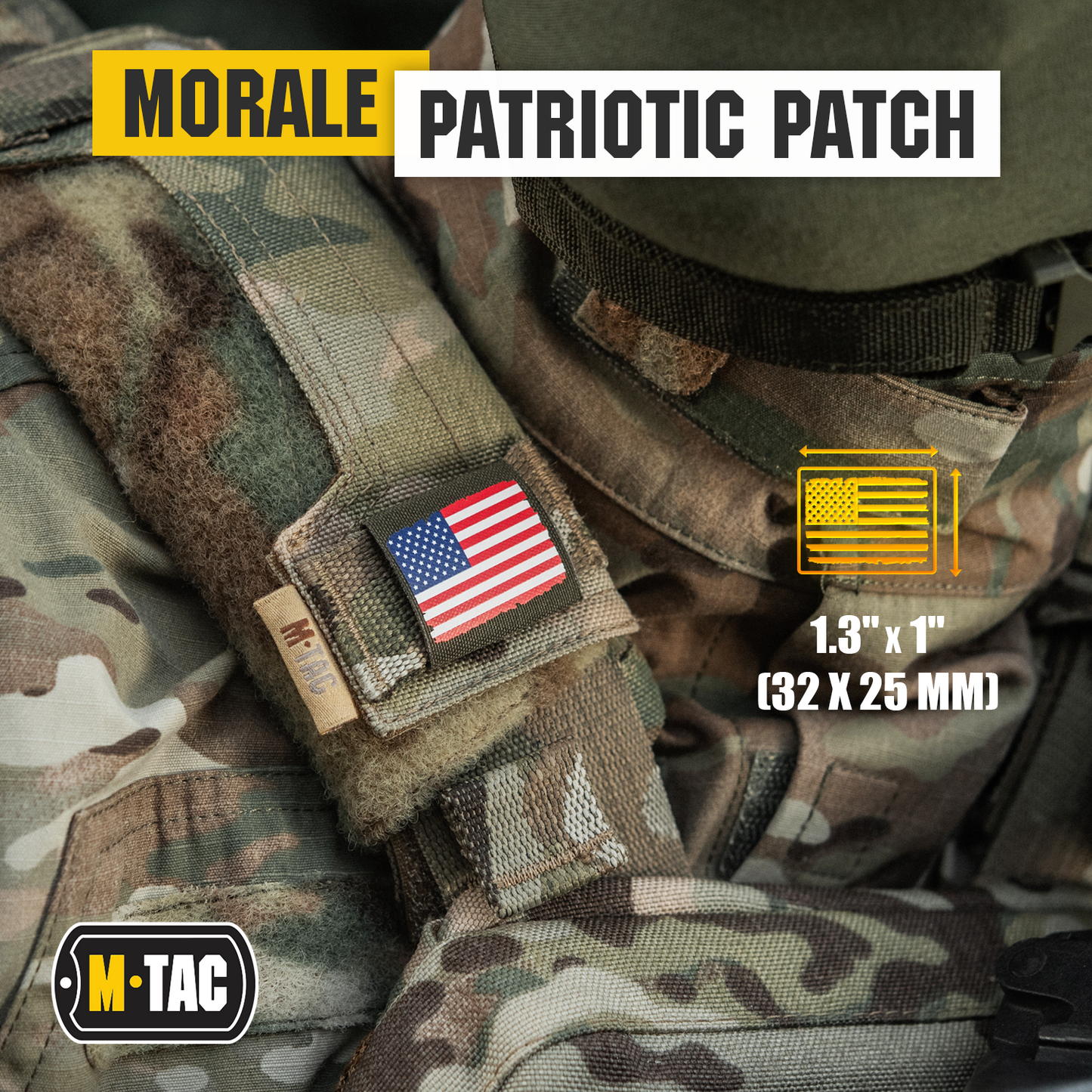 M-Tac Molle Morale Patch USA Flag - Tactical Military Badge