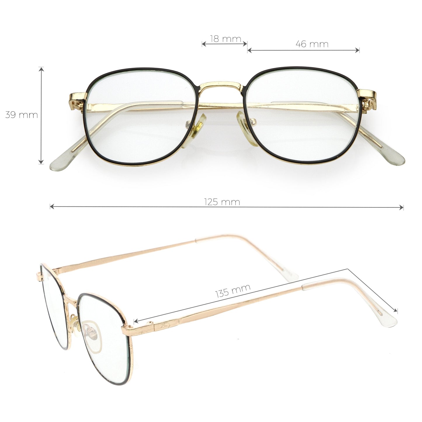 True Vintage Dapper Square Clear Lens Glasses C718