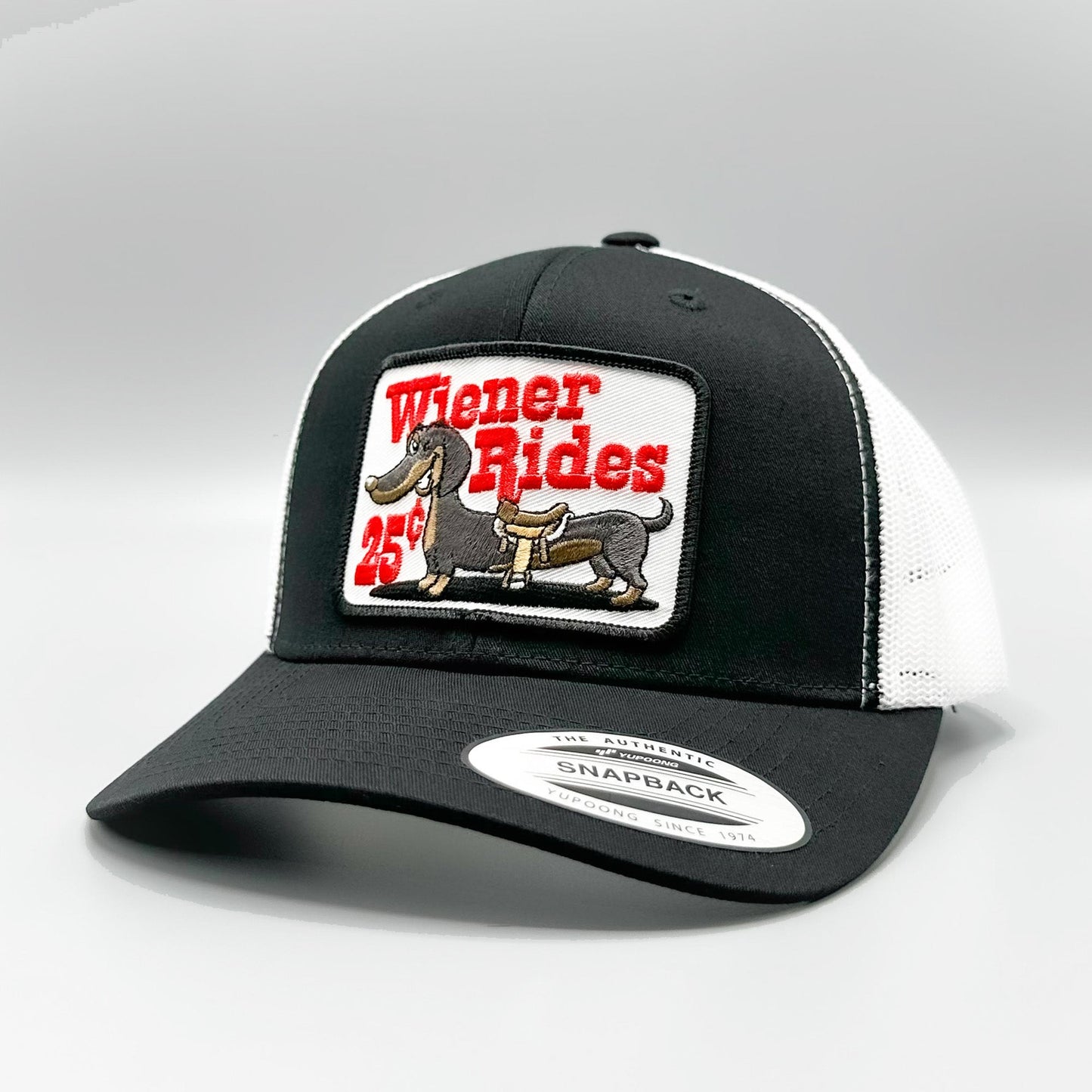 Wiener Rides 25 Cents Curved Snapback Trucker Hat