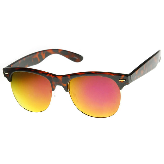 New Flash Mirrored Lens Horned Rim Half Frame Sunglasses 8927