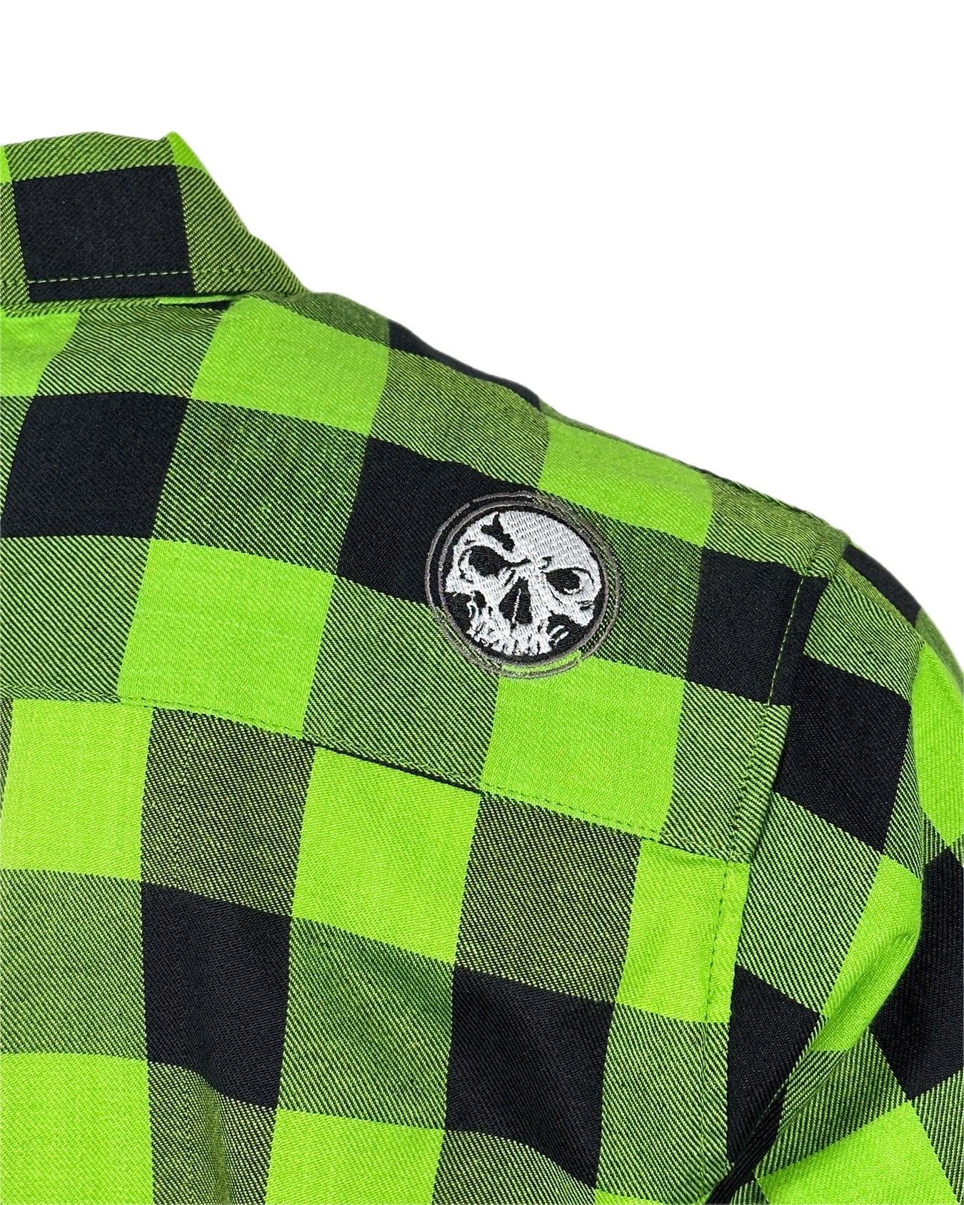 Green & Black Embroidered Flannel (Hidden Snap Collars)