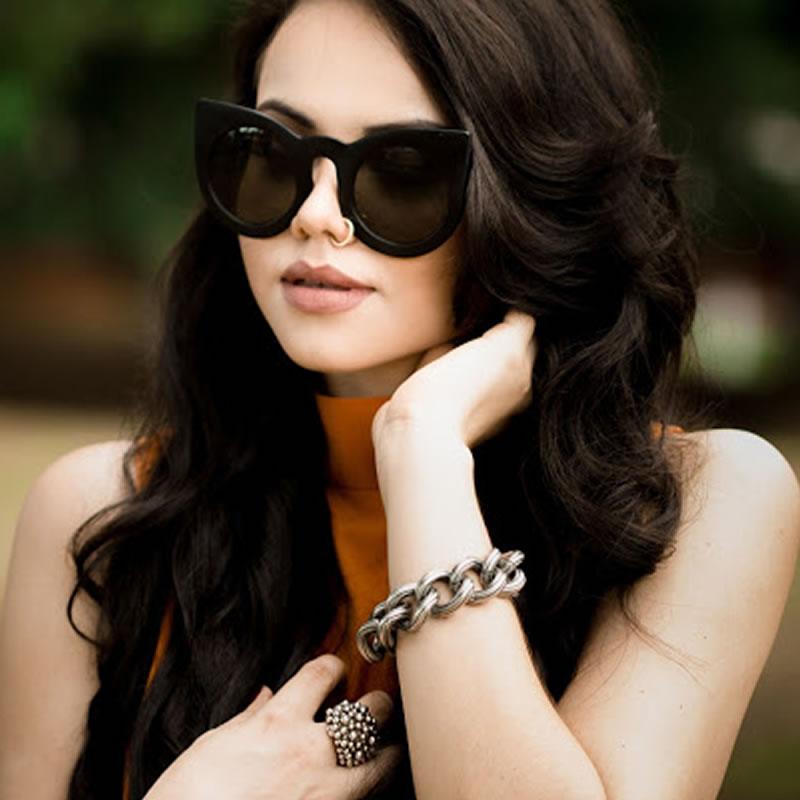 Oversize Round Circle Pointed Cat Eye Sunglasses 9180