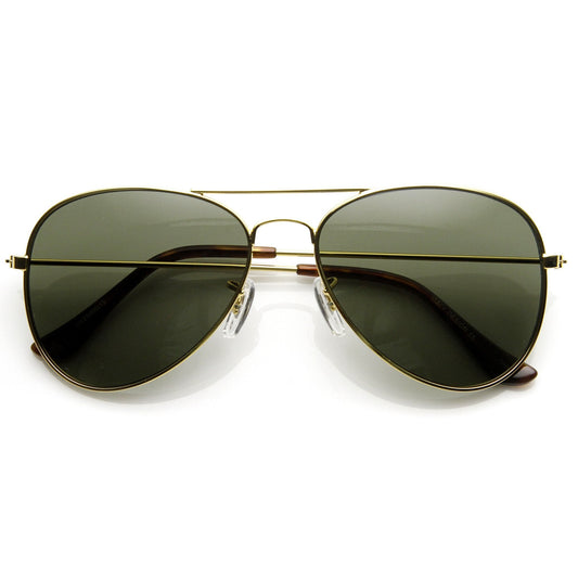 Limited Dead Stock Glass Lens Classic Metal Military Aviator Sunglasses 1042