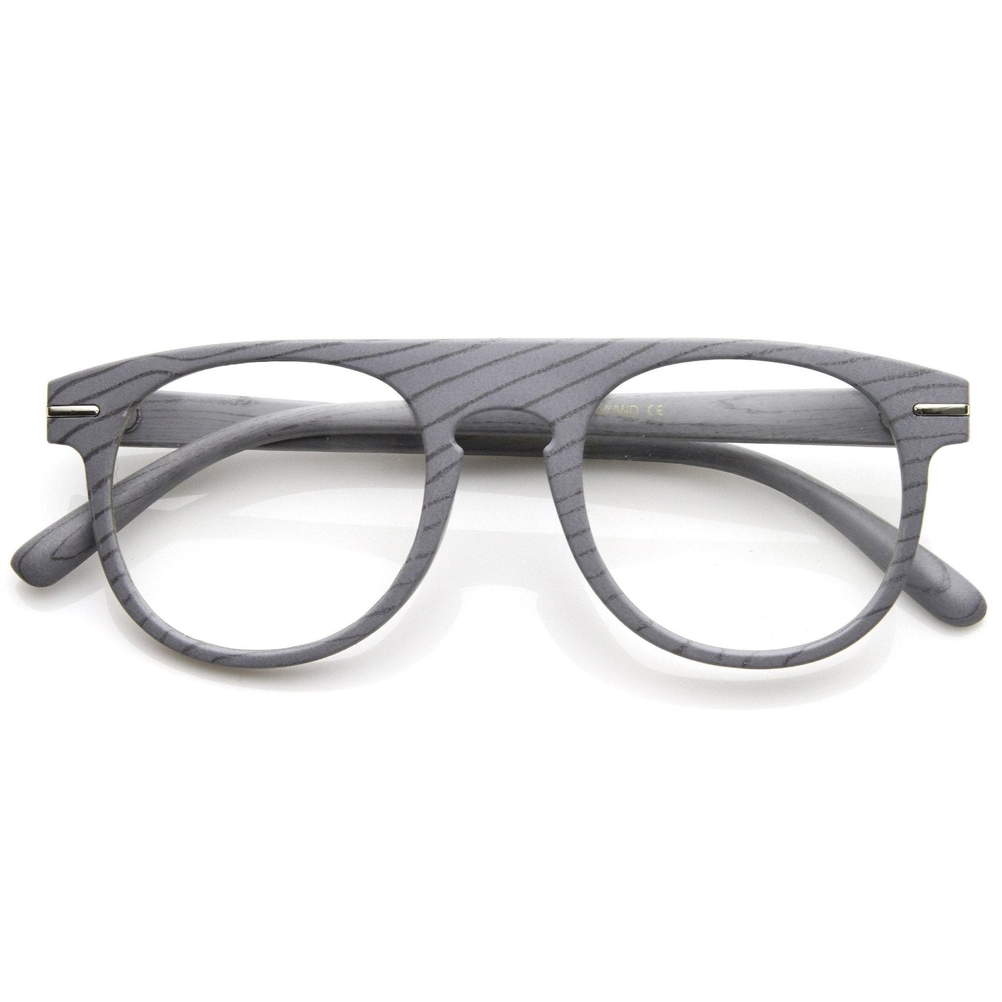 Artistic Wood Print Indie Key Hole Flat Top Round Clear Lens Glasses 9152