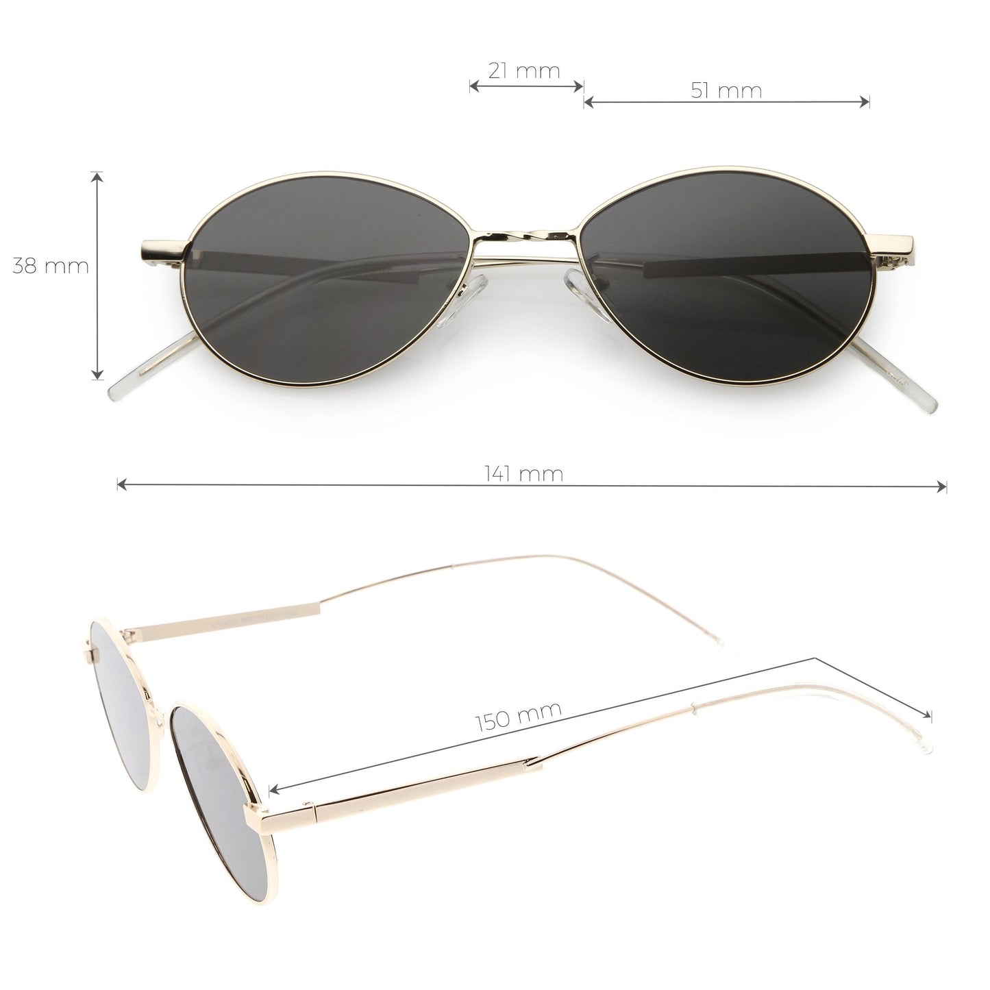 Classic Retro Unisex Metal Oval Dapper Sunglasses C741