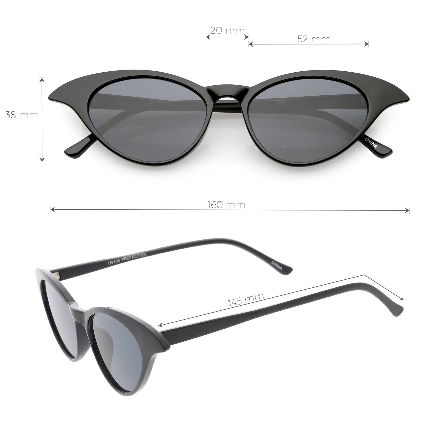 Women's Retro Low Pointed Cat Eye Sunglasses C737