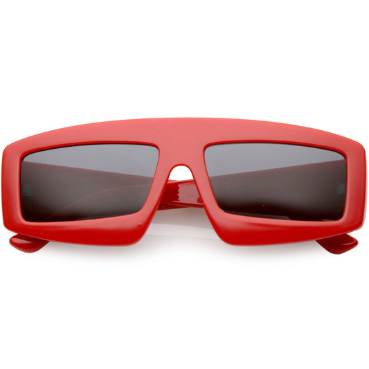 Futuristic Retro Rectangle Block Flat Lens Sunglasses C752