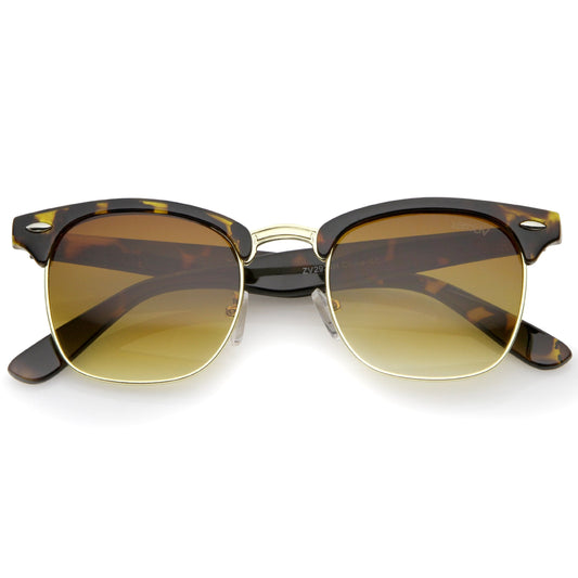 Indie Half Frame Horned Rim Vintage Inspired Sunglasses 2934