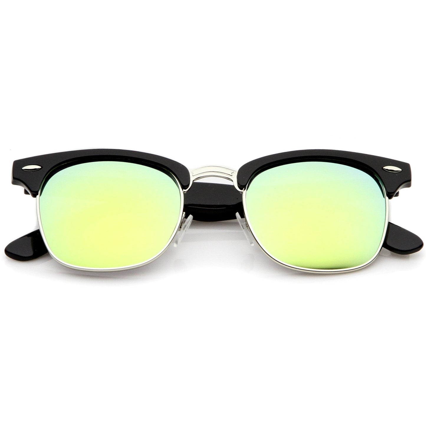 Retro Horned Rim Half Frame Flash Mirror Lens Sunglasses 9309