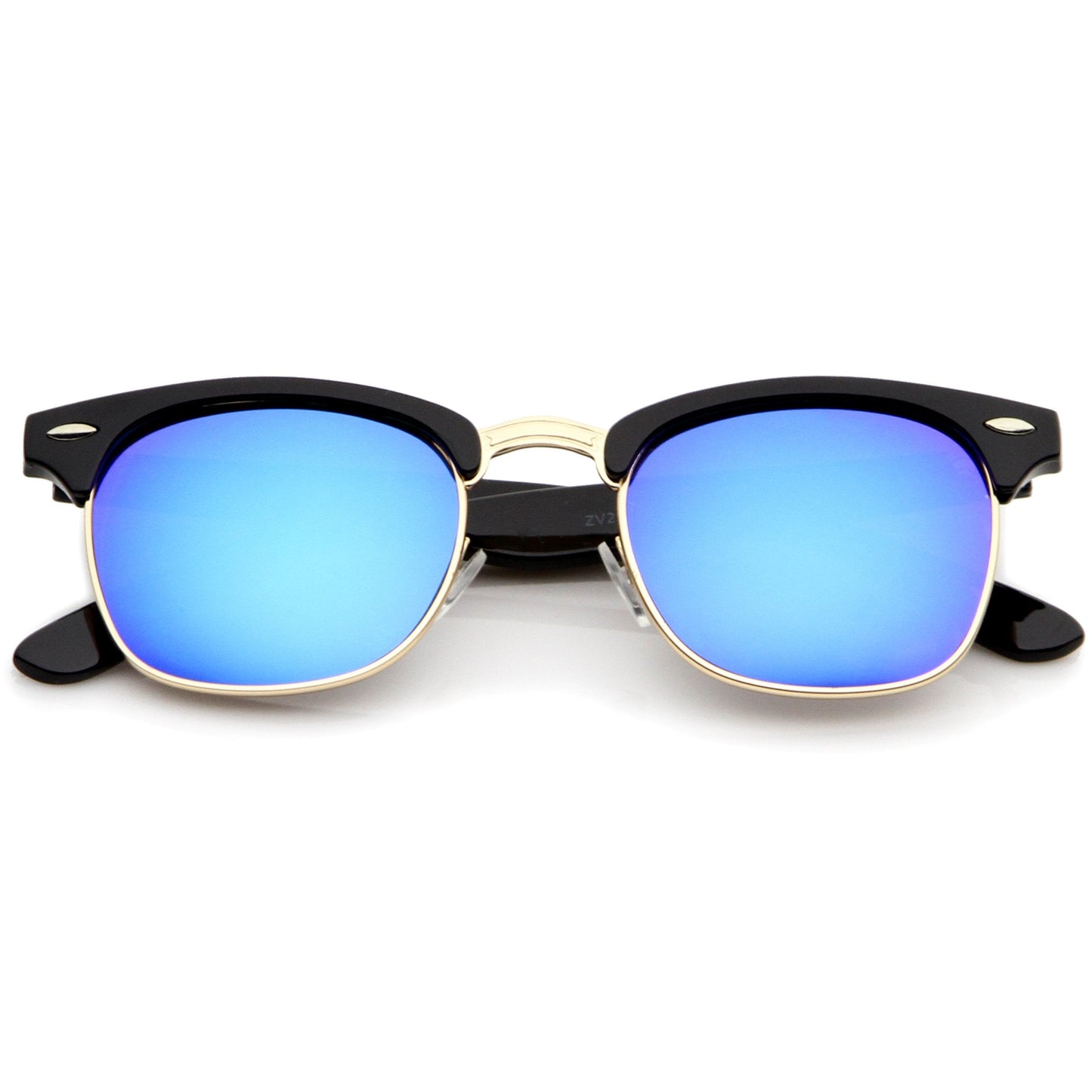 Retro Horned Rim Half Frame Flash Mirror Lens Sunglasses 9309