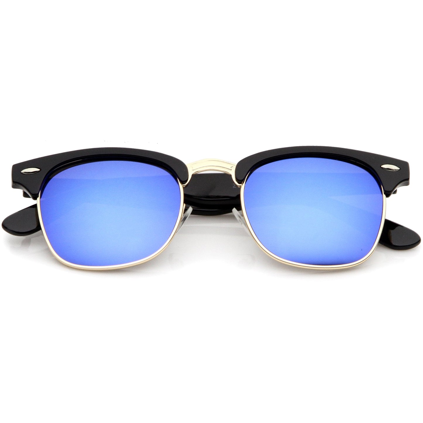 Retro Horned Rim Half Frame Flash Mirror Lens Sunglasses 9309