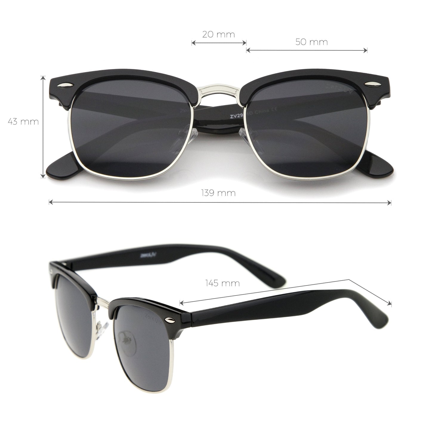 Indie Half Frame Horned Rim Vintage Inspired Sunglasses 2934