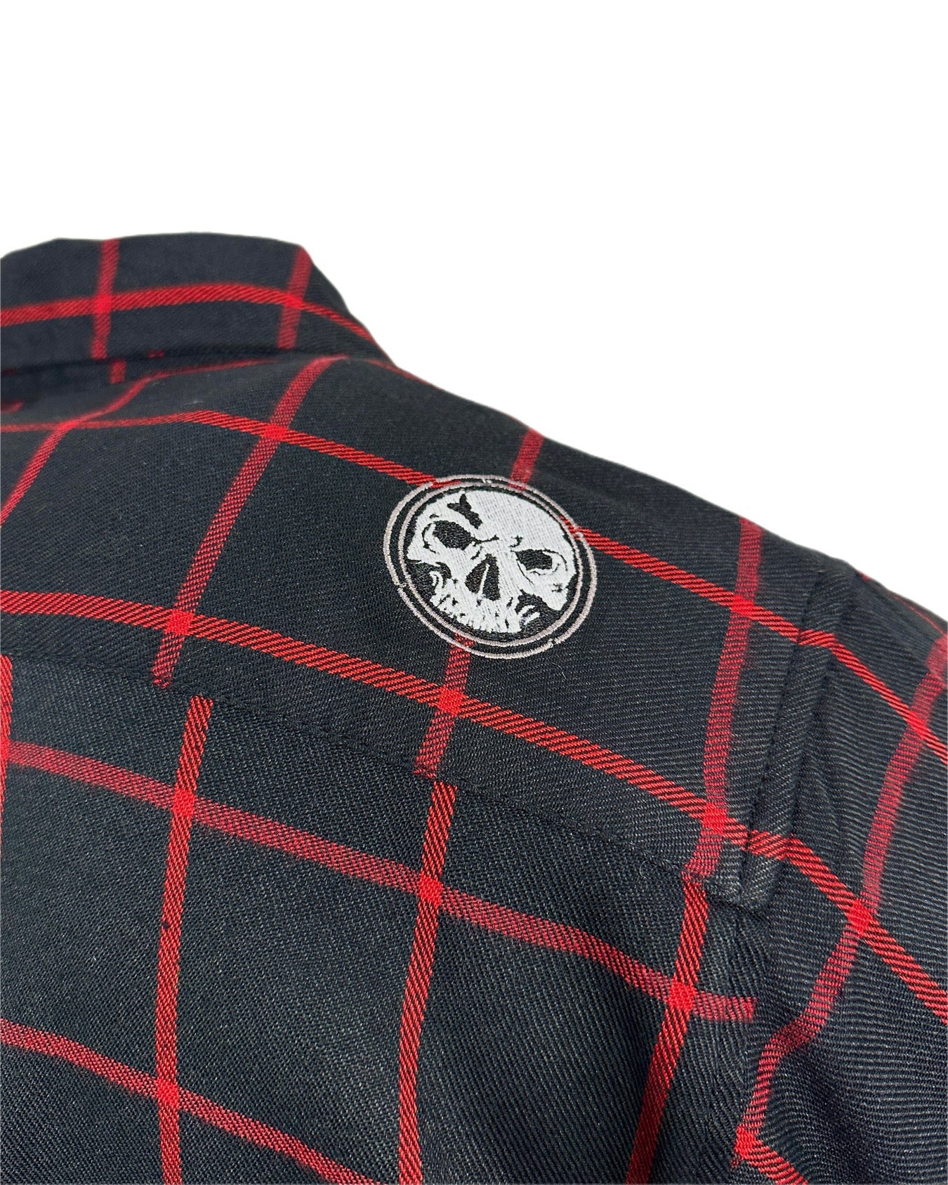 NEW! Black & Red Embroidered Flannel (Hidden Snap Collars)