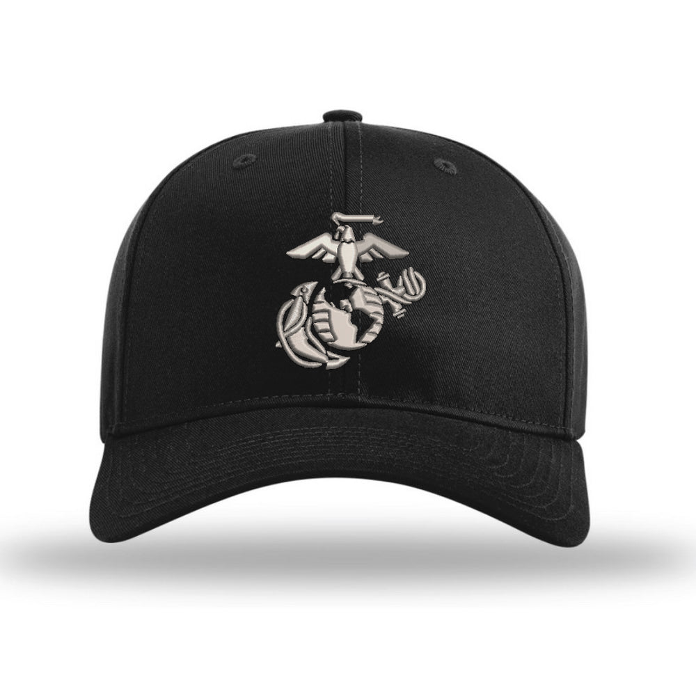 Eagle Globe & Anchor Structured USMC Hat - Silver Logo