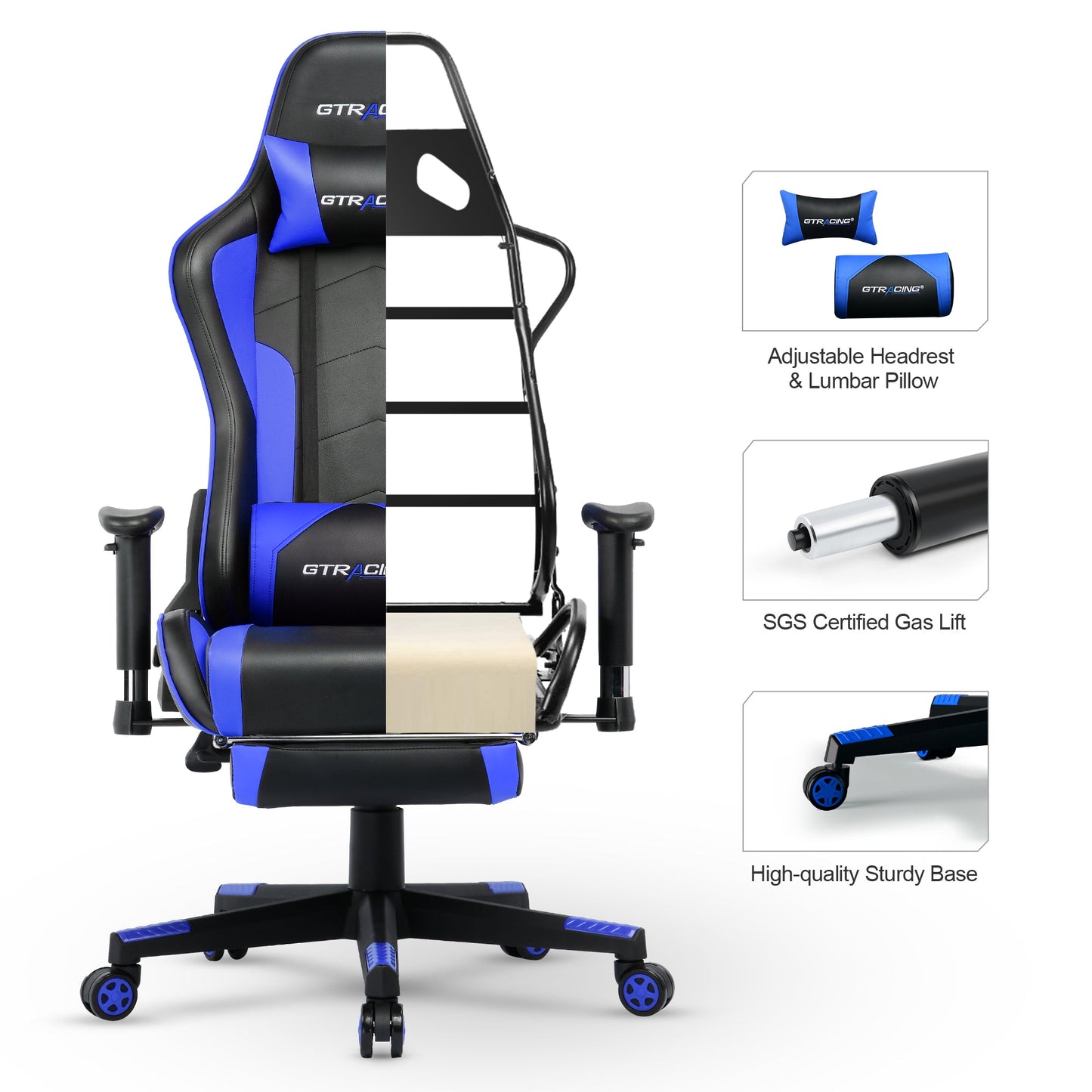 GTRACING Gaming Chair Office Chair PU Leather with Footrest&Adjustable Headrest