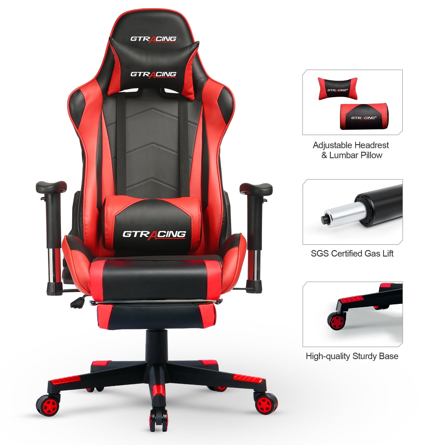 GTRACING Gaming Chair Office Chair PU Leather with Footrest&Adjustable Headrest