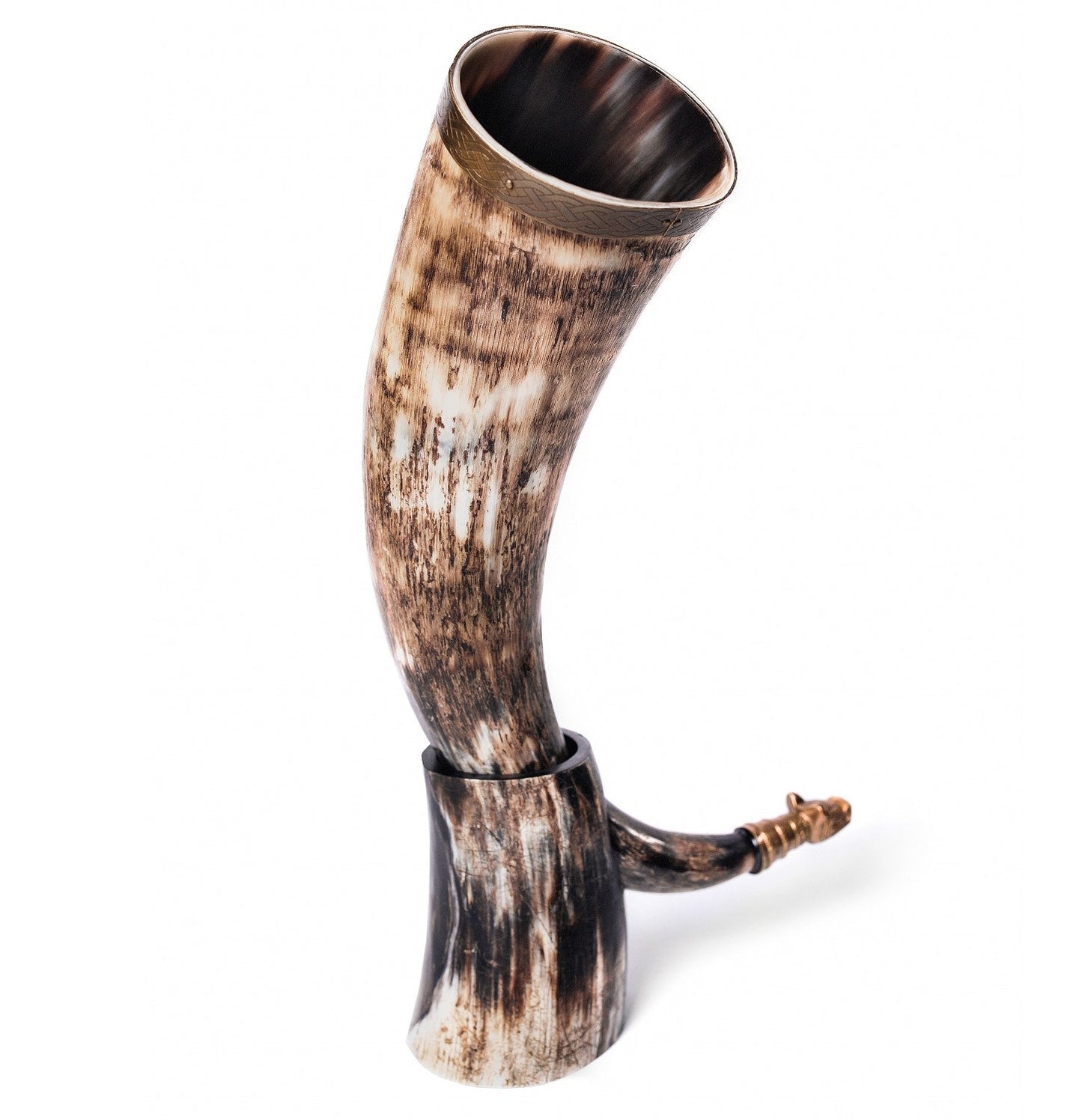 Curved Drinking Horn Bundle with Stand & Holster