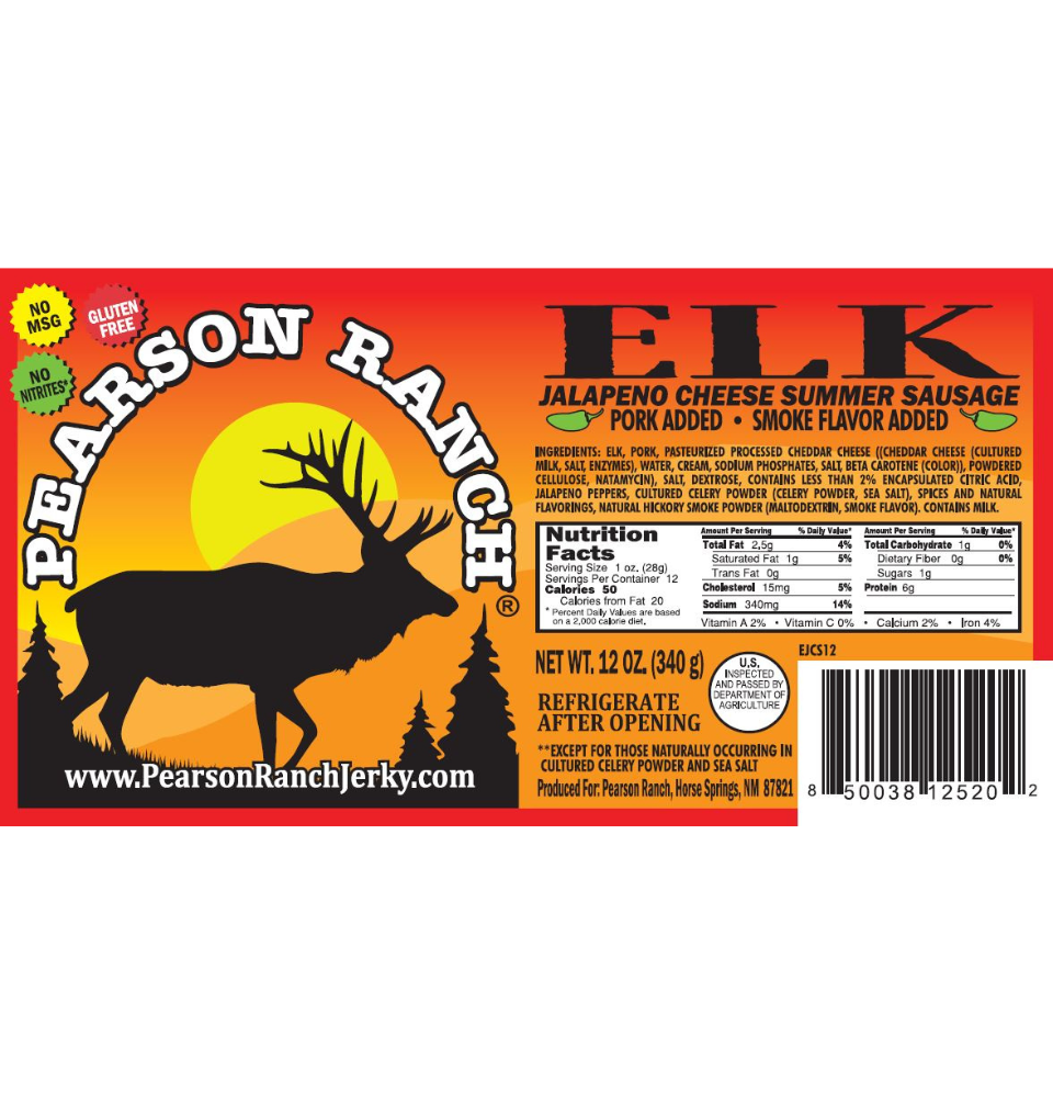 Elk Jalapeno Cheese Summer Sausage (12 oz.)