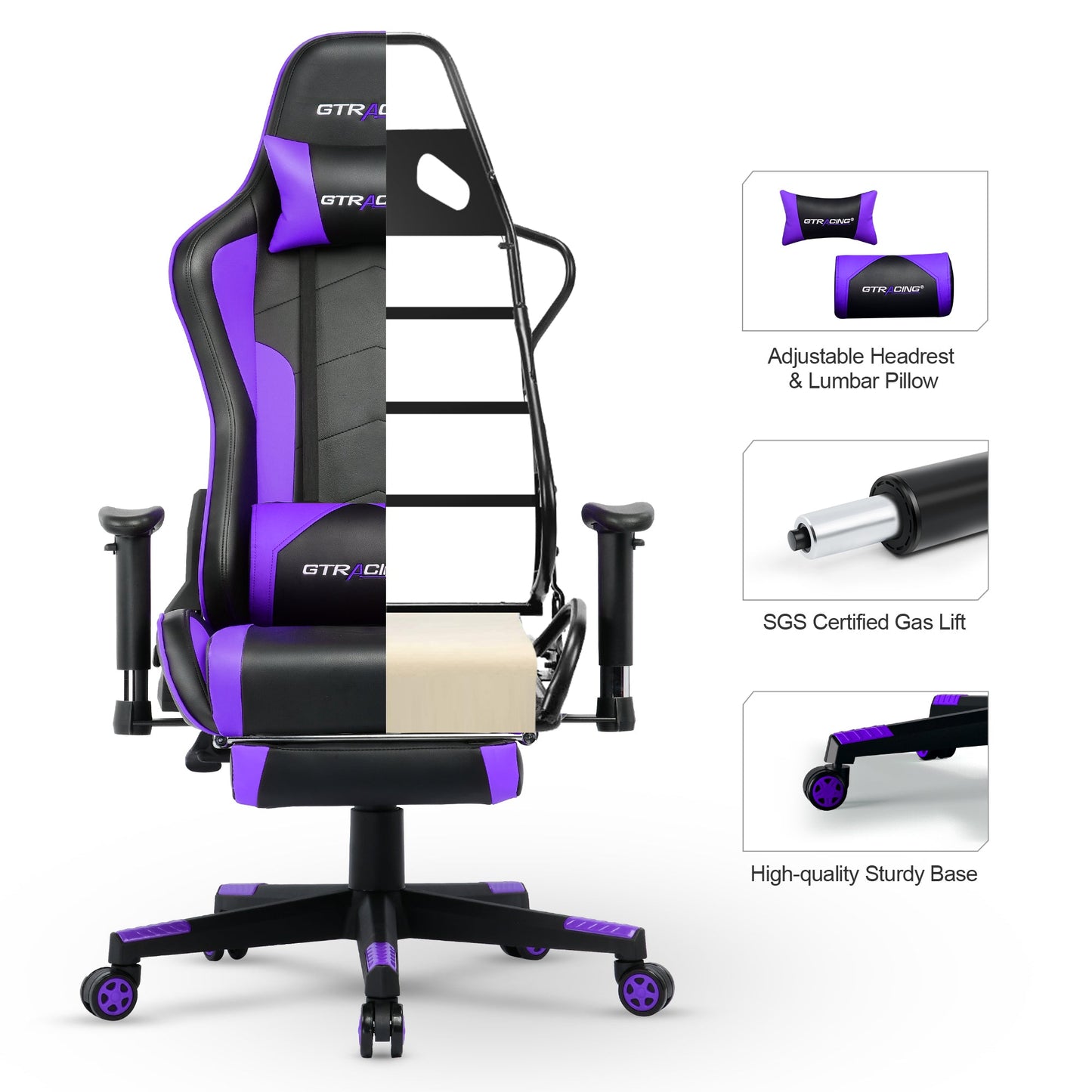 GTRACING Gaming Chair Office Chair PU Leather with Footrest&Adjustable Headrest