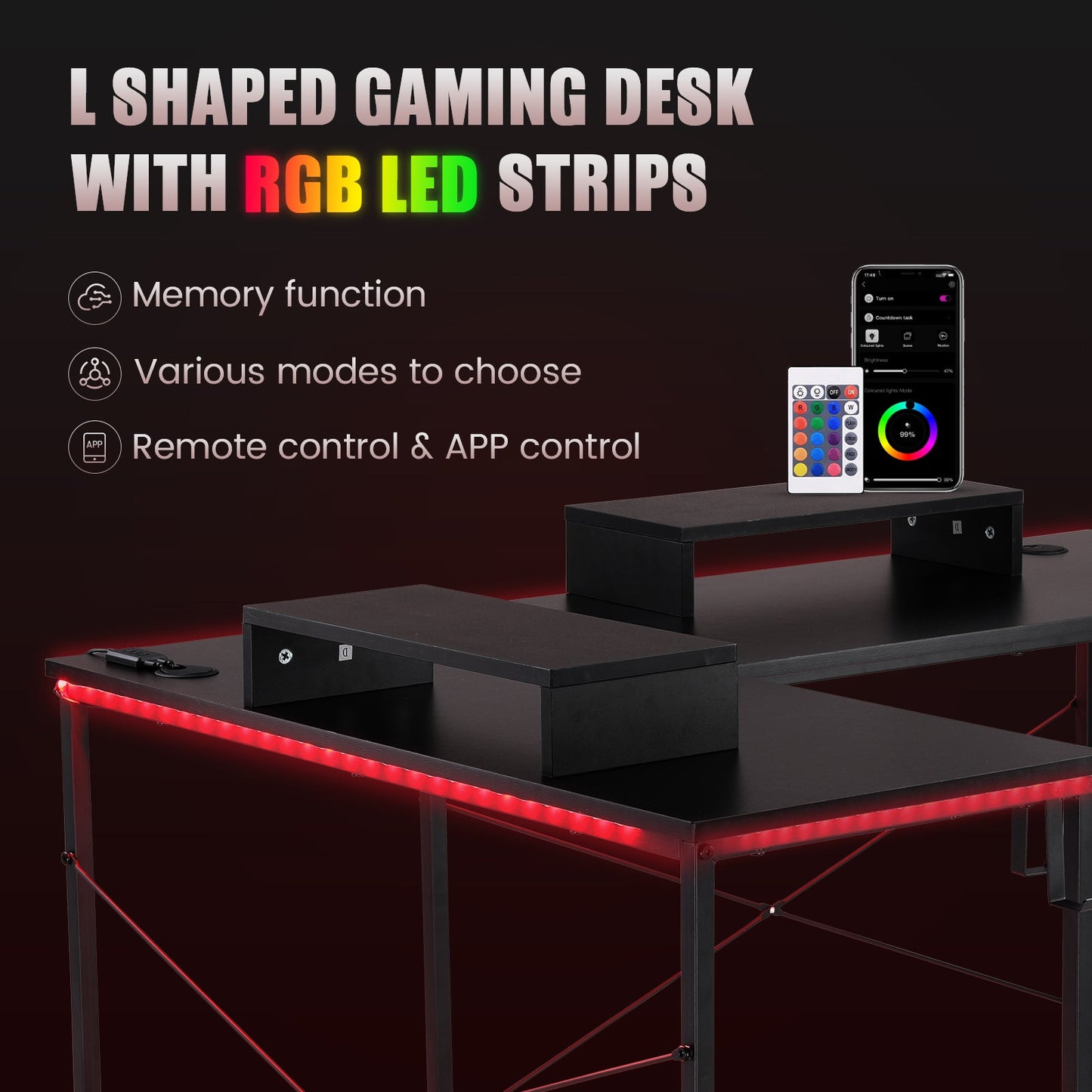 L -Shaped Series RGB Gaming Desk GTZ-410