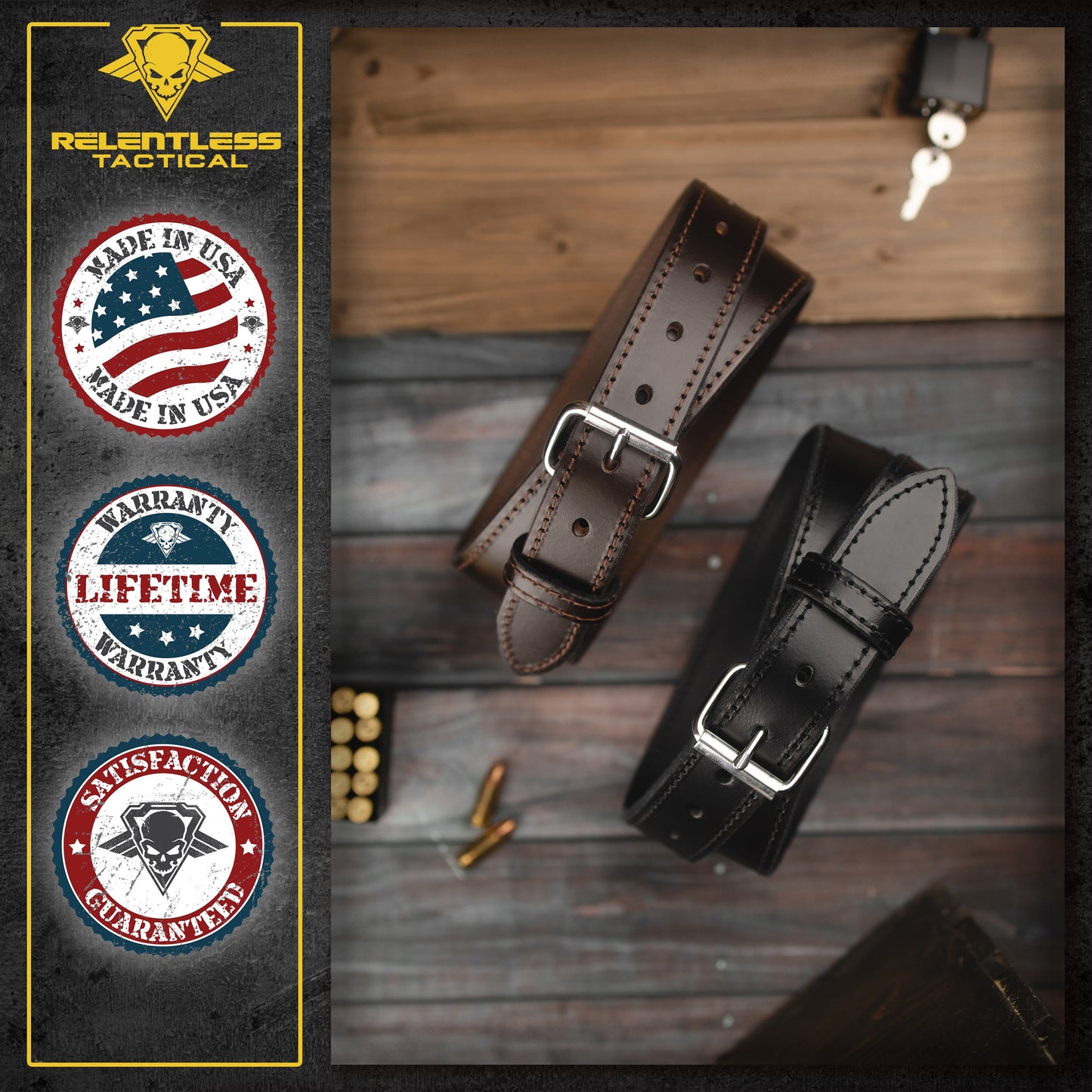 The Ultimate Steel Core Leather Gun Belt | Made in USA | 1 1/4" Steel Reinforced Heavy Duty Concealed Carry Belt | Full Grain Leather CCW Gun Belt For Men | 1.25 inch Gun Belts for Men