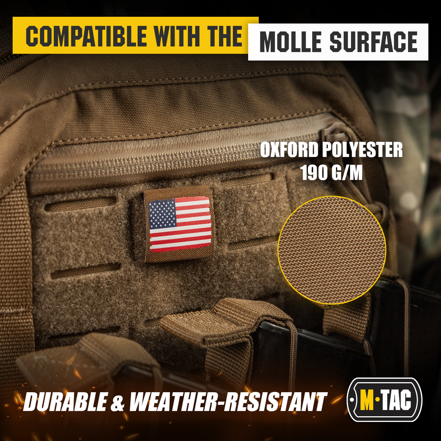 M-Tac Molle Morale Patch USA Flag - Tactical Military Badge