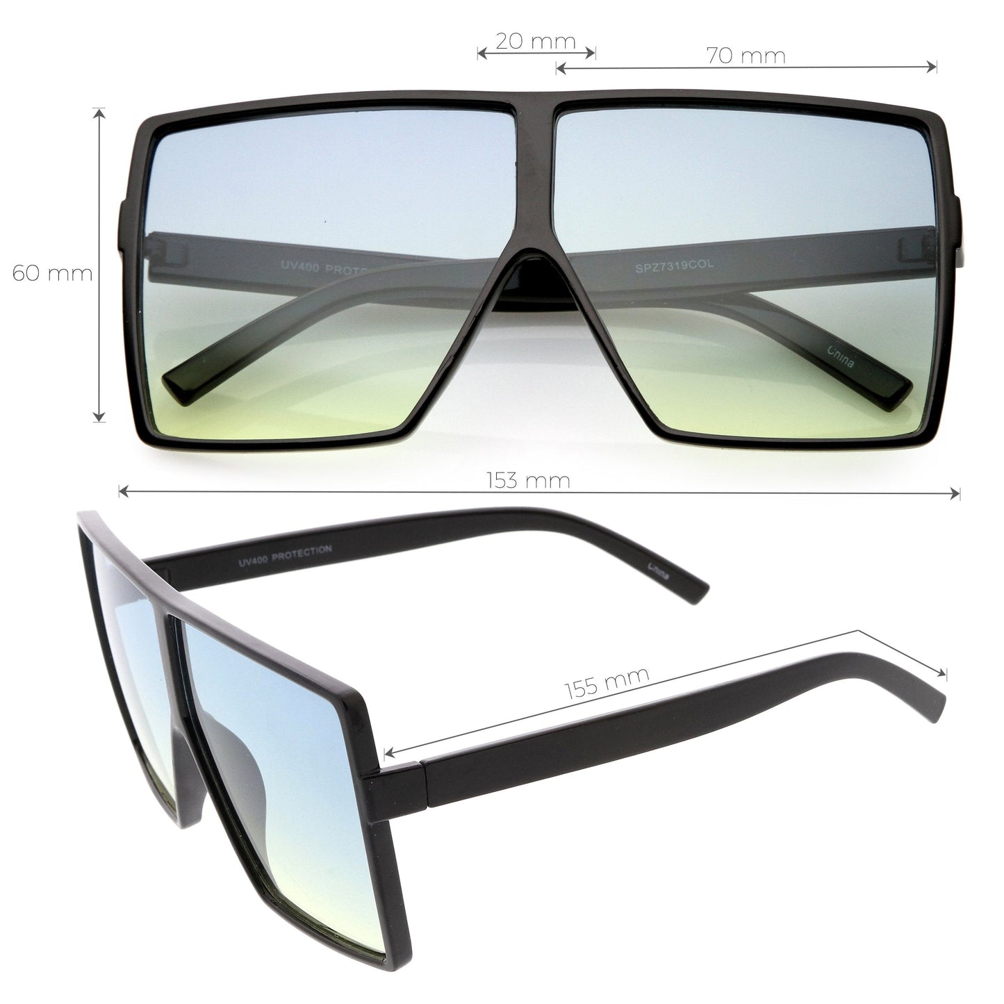 Oversize Retro Modern Flat Lens Flat Top Translucent Sunglasses C730