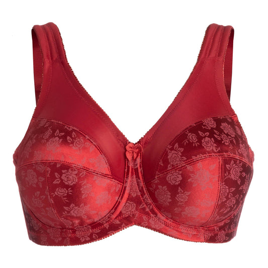 Style 7101 | Brand Printed Full Figure Support Underwire Bra - Red