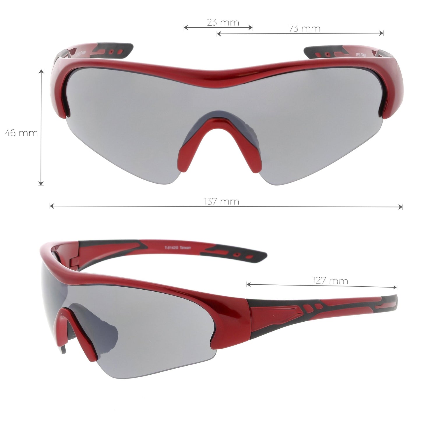 TR-90 Performance Wrap Around Half Frame Sunglasses C798