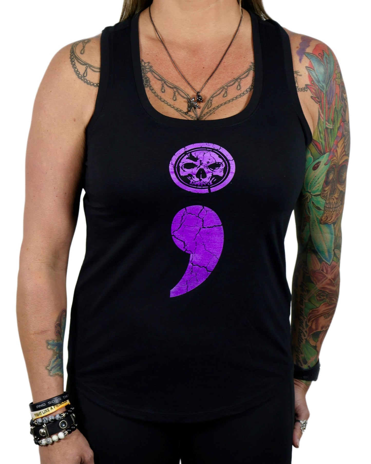 Semicolon Racerback Black & Purple