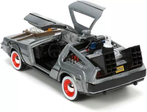 Back to the Future Part III die-cast 1:32 scale "Hollywood Rides" DeLorean Time Machine (white-walls)