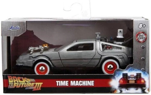 Back to the Future Part III die-cast 1:32 scale "Hollywood Rides" DeLorean Time Machine (white-walls)