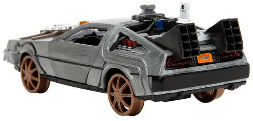 Back to the Future Part III die-cast 1:32 scale "Hollywood Rides" DeLorean Time Machine (railroad)