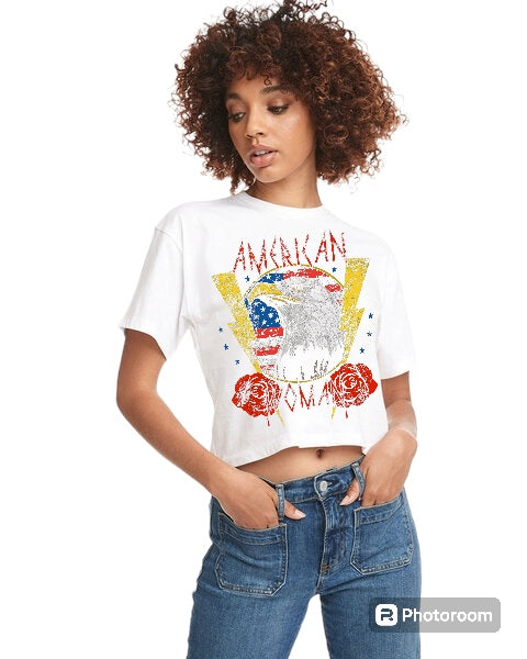 American Woman Eagle Rocker Crop tee