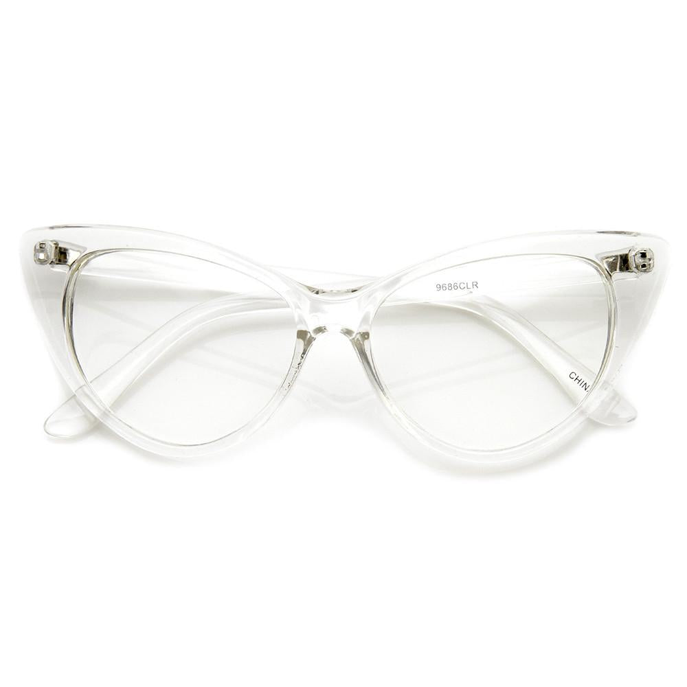 1950's Vintage Mod Fashion Cat Eye Clear Lens Glasses 8435