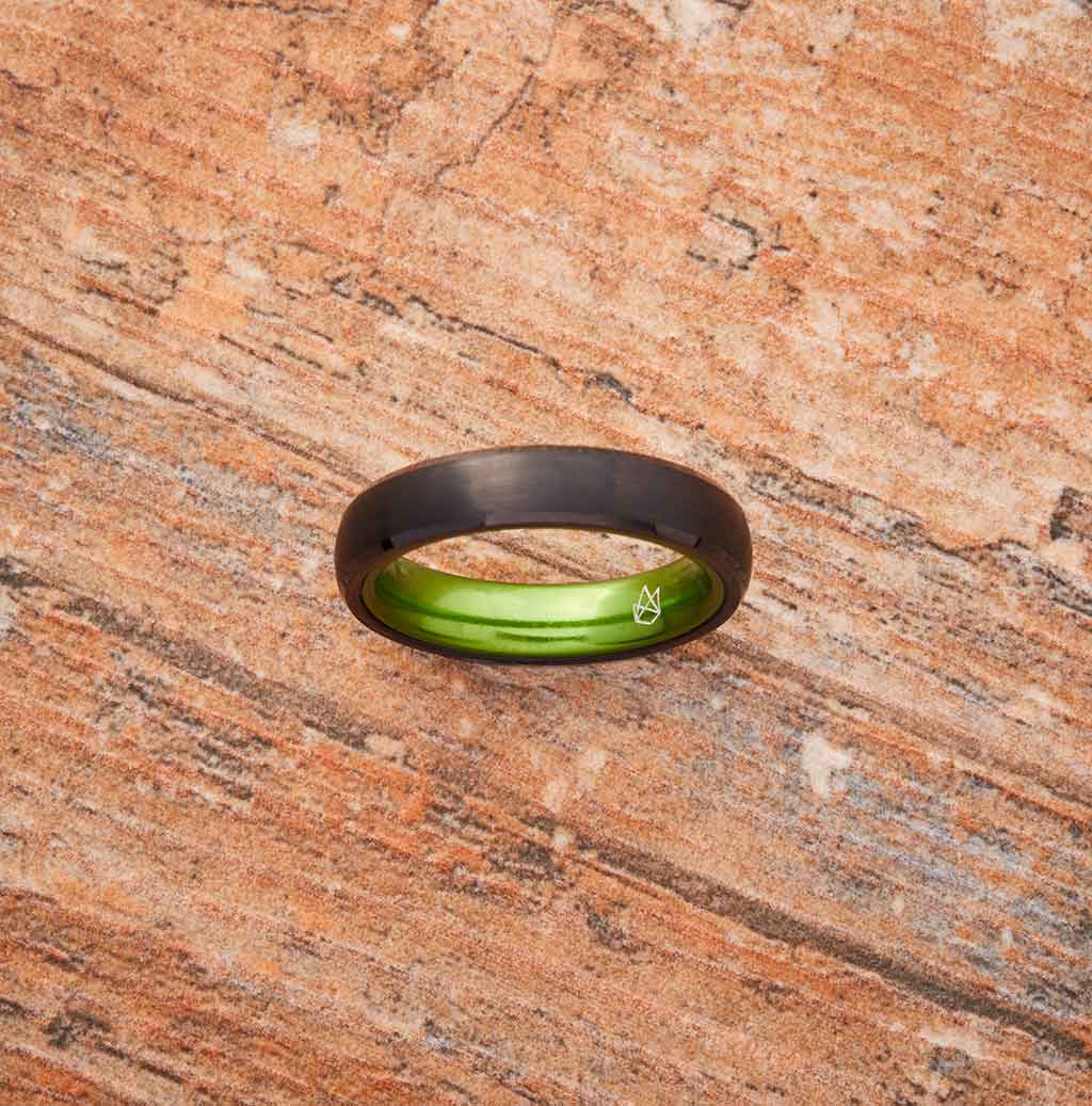 Black Tungsten Ring - Resilient Green - 4MM