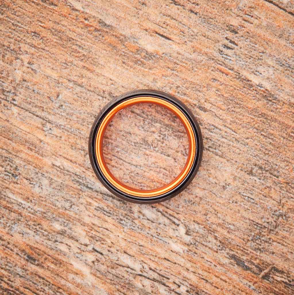 Black Tungsten Ring - Resilient Orange - 4MM