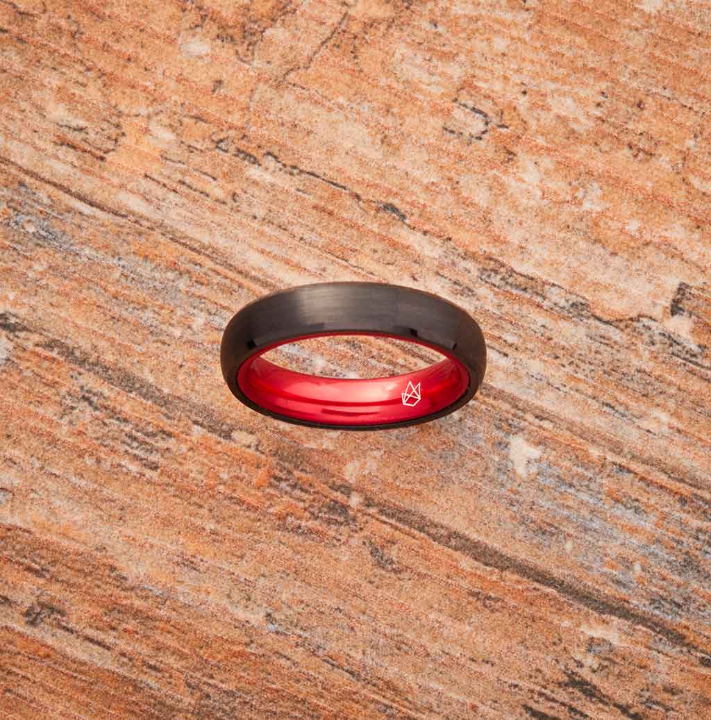 Black Tungsten Ring - Resilient Red - 4MM