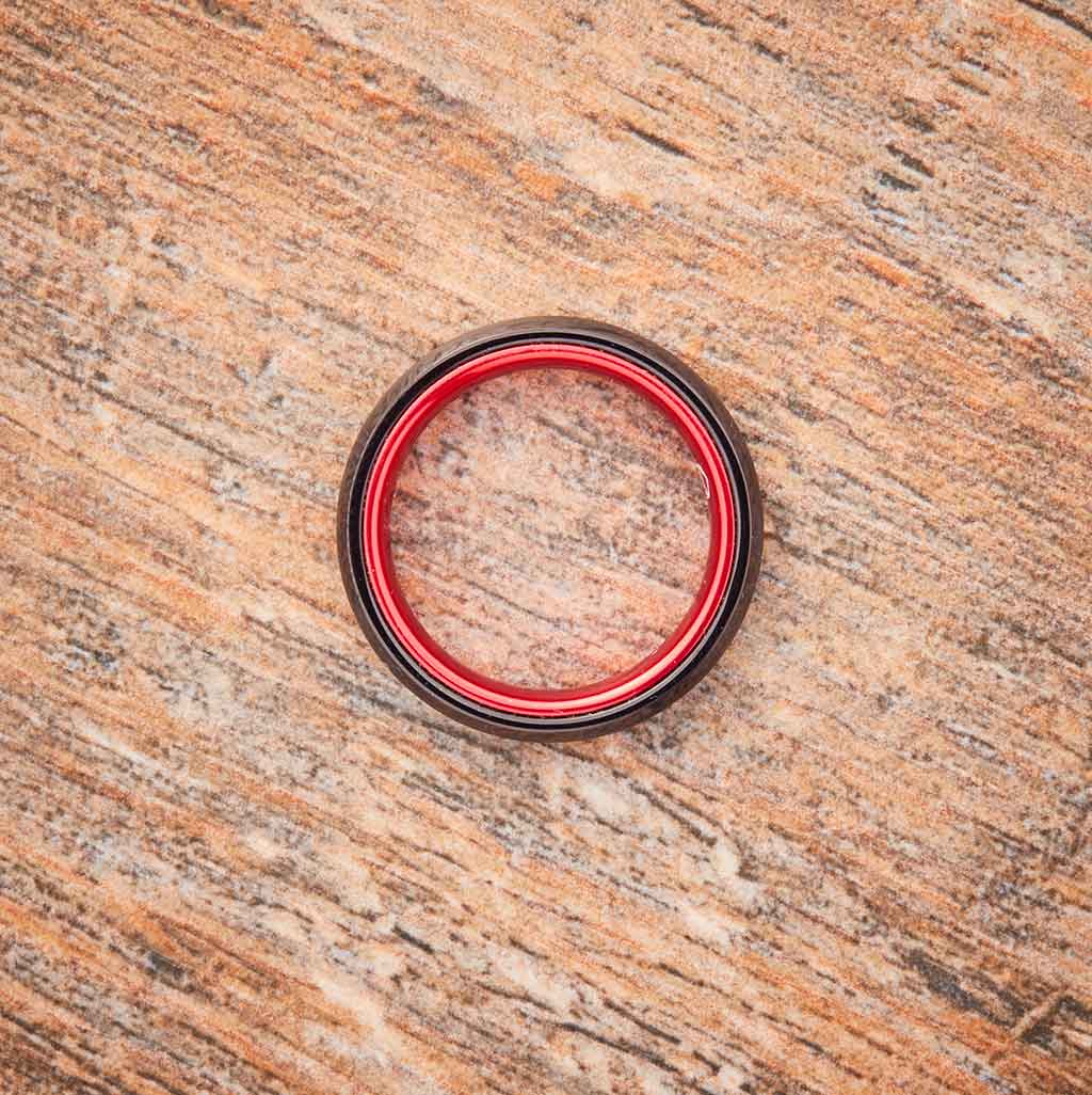 Black Tungsten Ring - Resilient Red - 4MM