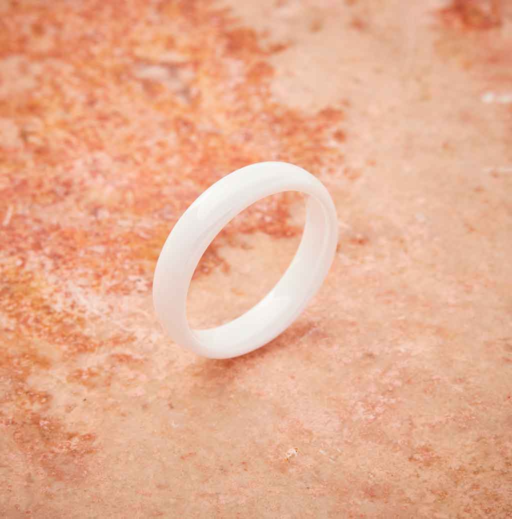 White Ceramic Ring - Minimalist - 4MM