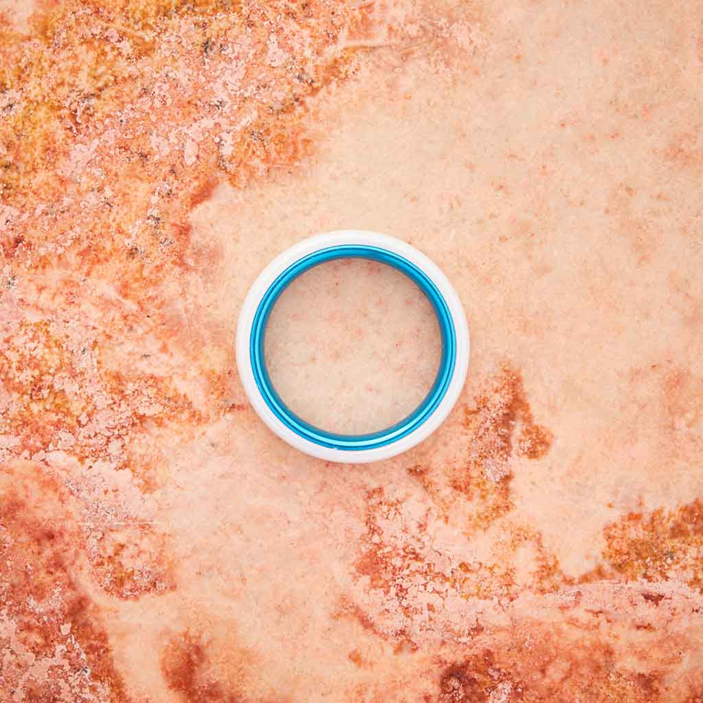 White Ceramic Ring - Resilient Blue - 4MM