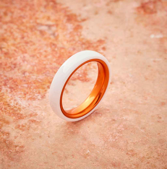 White Ceramic Ring - Resilient Orange - 4MM